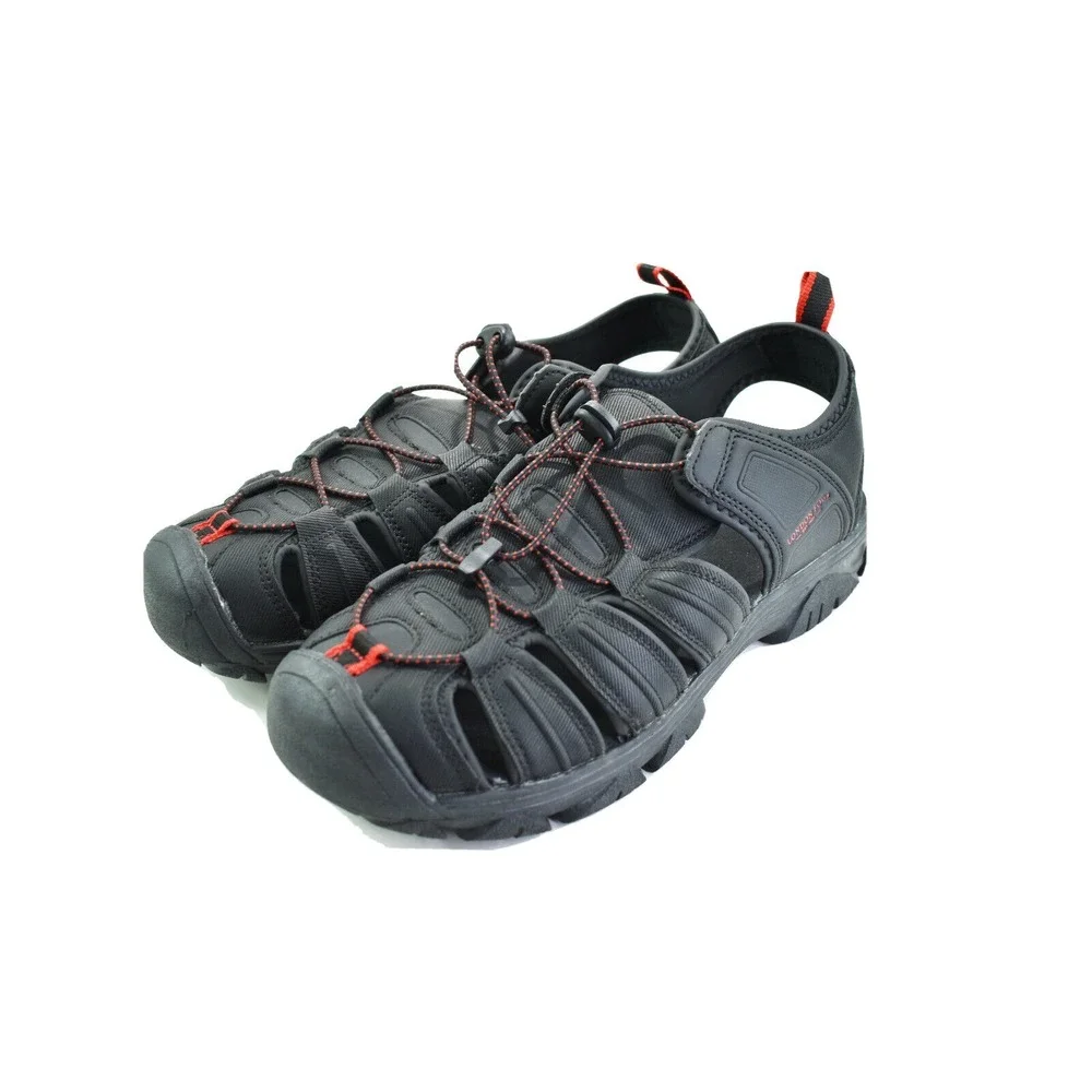 London Fog Dover Mens Black Red Fisherman Sport Sandals Size 11‎ M New